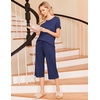 image:imageEkouaer Womens Pajamas Set Short Sleeve Top With Capri Pants Pjs 2 PIece Lounge amp Sleepwear Set SXXLNavy Blue