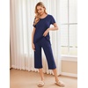 image:imageEkouaer Womens Pajamas Set Short Sleeve Top With Capri Pants Pjs 2 PIece Lounge amp Sleepwear Set SXXLNavy Blue
