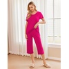 image:imageEkouaer Womens Pajamas Set Short Sleeve Top With Capri Pants Pjs 2 PIece Lounge amp Sleepwear Set SXXLRose Red