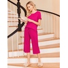image:imageEkouaer Womens Pajamas Set Short Sleeve Top With Capri Pants Pjs 2 PIece Lounge amp Sleepwear Set SXXLRose Red