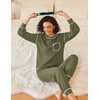 image:imageEkouaer Womens Pajamas Set Waffle Knit Long Sleeve Lounge Set 2 Piece Pj Loungewear Sleepwear SXXLArmy Green