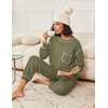 image:imageEkouaer Womens Pajamas Set Waffle Knit Long Sleeve Lounge Set 2 Piece Pj Loungewear Sleepwear SXXLArmy Green