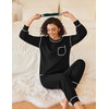 image:imageEkouaer Womens Pajamas Set Waffle Knit Long Sleeve Lounge Set 2 Piece Pj Loungewear Sleepwear SXXLBlack