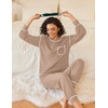 image:imageEkouaer Womens Pajamas Set Waffle Knit Long Sleeve Lounge Set 2 Piece Pj Loungewear Sleepwear SXXLChampagne