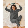 image:imageEkouaer Womens Pajamas Set Waffle Knit Long Sleeve Lounge Set 2 Piece Pj Loungewear Sleepwear SXXLDark Gray