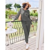 image:imageEkouaer Womens Pajamas Set Waffle Knit Long Sleeve Lounge Set 2 Piece Pj Loungewear Sleepwear SXXLDark Gray