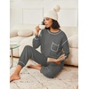 image:imageEkouaer Womens Pajamas Set Waffle Knit Long Sleeve Lounge Set 2 Piece Pj Loungewear Sleepwear SXXLDark Gray