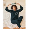 image:imageEkouaer Womens Pajamas Set Waffle Knit Long Sleeve Lounge Set 2 Piece Pj Loungewear Sleepwear SXXLGreen