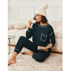 image:imageEkouaer Womens Pajamas Set Waffle Knit Long Sleeve Lounge Set 2 Piece Pj Loungewear Sleepwear SXXLGreen