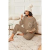 image:imageEkouaer Womens Pajamas Set Waffle Knit Long Sleeve Lounge Set 2 Piece Pj Loungewear Sleepwear SXXLKhaki