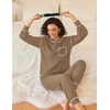 image:imageEkouaer Womens Pajamas Set Waffle Knit Long Sleeve Lounge Set 2 Piece Pj Loungewear Sleepwear SXXLKhaki