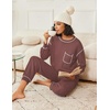 image:imageEkouaer Womens Pajamas Set Waffle Knit Long Sleeve Lounge Set 2 Piece Pj Loungewear Sleepwear SXXLLight Coral