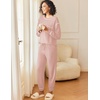 image:imageEkouaer Womens Pajamas Set Waffle Knit Long Sleeve Lounge Set 2 Piece Pj Loungewear Sleepwear SXXLLight Pink
