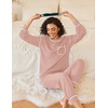 image:imageEkouaer Womens Pajamas Set Waffle Knit Long Sleeve Lounge Set 2 Piece Pj Loungewear Sleepwear SXXLLight Pink