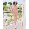 image:imageEkouaer Womens Pajamas Set Waffle Knit Long Sleeve Lounge Set 2 Piece Pj Loungewear Sleepwear SXXLLight Pink