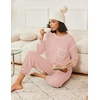 image:imageEkouaer Womens Pajamas Set Waffle Knit Long Sleeve Lounge Set 2 Piece Pj Loungewear Sleepwear SXXLLight Pink