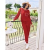 image:imageEkouaer Womens Pajamas Set Waffle Knit Long Sleeve Lounge Set 2 Piece Pj Loungewear Sleepwear SXXLRed