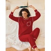 image:imageEkouaer Womens Pajamas Set Waffle Knit Long Sleeve Lounge Set 2 Piece Pj Loungewear Sleepwear SXXLRed
