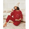 image:imageEkouaer Womens Pajamas Set Waffle Knit Long Sleeve Lounge Set 2 Piece Pj Loungewear Sleepwear SXXLRed