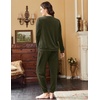 image:imageEkouaer Womens Pajamas Sets Long Sleeve Soft Sleepwear 2 Piece Velvet Pjs Lounge Sets with PocketsArmy Green
