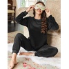 image:imageEkouaer Womens Pajamas Sets Long Sleeve Soft Sleepwear 2 Piece Velvet Pjs Lounge Sets with PocketsBlack