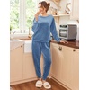 image:imageEkouaer Womens Pajamas Sets Long Sleeve Soft Sleepwear 2 Piece Velvet Pjs Lounge Sets with PocketsBlue