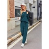 image:imageEkouaer Womens Pajamas Sets Long Sleeve Soft Sleepwear 2 Piece Velvet Pjs Lounge Sets with PocketsBlue Green