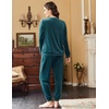 image:imageEkouaer Womens Pajamas Sets Long Sleeve Soft Sleepwear 2 Piece Velvet Pjs Lounge Sets with PocketsBlue Green