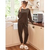 image:imageEkouaer Womens Pajamas Sets Long Sleeve Soft Sleepwear 2 Piece Velvet Pjs Lounge Sets with PocketsBrown