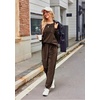 image:imageEkouaer Womens Pajamas Sets Long Sleeve Soft Sleepwear 2 Piece Velvet Pjs Lounge Sets with PocketsBrown