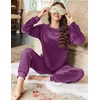 image:imageEkouaer Womens Pajamas Sets Long Sleeve Soft Sleepwear 2 Piece Velvet Pjs Lounge Sets with PocketsDeep Purple