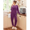 image:imageEkouaer Womens Pajamas Sets Long Sleeve Soft Sleepwear 2 Piece Velvet Pjs Lounge Sets with PocketsDeep Purple