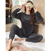 image:imageEkouaer Womens Pajamas Sets Long Sleeve Soft Sleepwear 2 Piece Velvet Pjs Lounge Sets with PocketsGrey