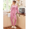 image:imageEkouaer Womens Pajamas Sets Long Sleeve Soft Sleepwear 2 Piece Velvet Pjs Lounge Sets with PocketsHot Pink