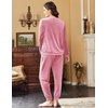 image:imageEkouaer Womens Pajamas Sets Long Sleeve Soft Sleepwear 2 Piece Velvet Pjs Lounge Sets with PocketsHot Pink