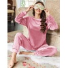 image:imageEkouaer Womens Pajamas Sets Long Sleeve Soft Sleepwear 2 Piece Velvet Pjs Lounge Sets with PocketsHot Pink