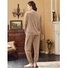 image:imageEkouaer Womens Pajamas Sets Long Sleeve Soft Sleepwear 2 Piece Velvet Pjs Lounge Sets with PocketsKhaki