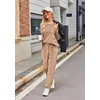 image:imageEkouaer Womens Pajamas Sets Long Sleeve Soft Sleepwear 2 Piece Velvet Pjs Lounge Sets with PocketsKhaki