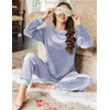 image:imageEkouaer Womens Pajamas Sets Long Sleeve Soft Sleepwear 2 Piece Velvet Pjs Lounge Sets with PocketsLight Blue