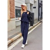 image:imageEkouaer Womens Pajamas Sets Long Sleeve Soft Sleepwear 2 Piece Velvet Pjs Lounge Sets with PocketsNavy Blue