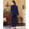 image:imageEkouaer Womens Pajamas Sets Long Sleeve Soft Sleepwear 2 Piece Velvet Pjs Lounge Sets with PocketsNavy Blue