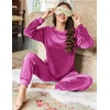 image:imageEkouaer Womens Pajamas Sets Long Sleeve Soft Sleepwear 2 Piece Velvet Pjs Lounge Sets with PocketsRose Red