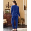 image:imageEkouaer Womens Pajamas Sets Long Sleeve Soft Sleepwear 2 Piece Velvet Pjs Lounge Sets with PocketsSnorkel Blue