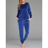 image:imageEkouaer Womens Pajamas Sets Long Sleeve Soft Sleepwear 2 Piece Velvet Pjs Lounge Sets with PocketsSnorkel Blue