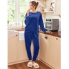 image:imageEkouaer Womens Pajamas Sets Long Sleeve Soft Sleepwear 2 Piece Velvet Pjs Lounge Sets with PocketsSnorkel Blue