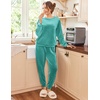 image:imageEkouaer Womens Pajamas Sets Long Sleeve Soft Sleepwear 2 Piece Velvet Pjs Lounge Sets with PocketsTurquoise Green