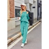 image:imageEkouaer Womens Pajamas Sets Long Sleeve Soft Sleepwear 2 Piece Velvet Pjs Lounge Sets with PocketsTurquoise Green