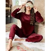 image:imageEkouaer Womens Pajamas Sets Long Sleeve Soft Sleepwear 2 Piece Velvet Pjs Lounge Sets with PocketsWine Red