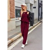 image:imageEkouaer Womens Pajamas Sets Long Sleeve Soft Sleepwear 2 Piece Velvet Pjs Lounge Sets with PocketsWine Red