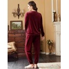 image:imageEkouaer Womens Pajamas Sets Long Sleeve Soft Sleepwear 2 Piece Velvet Pjs Lounge Sets with PocketsWine Red